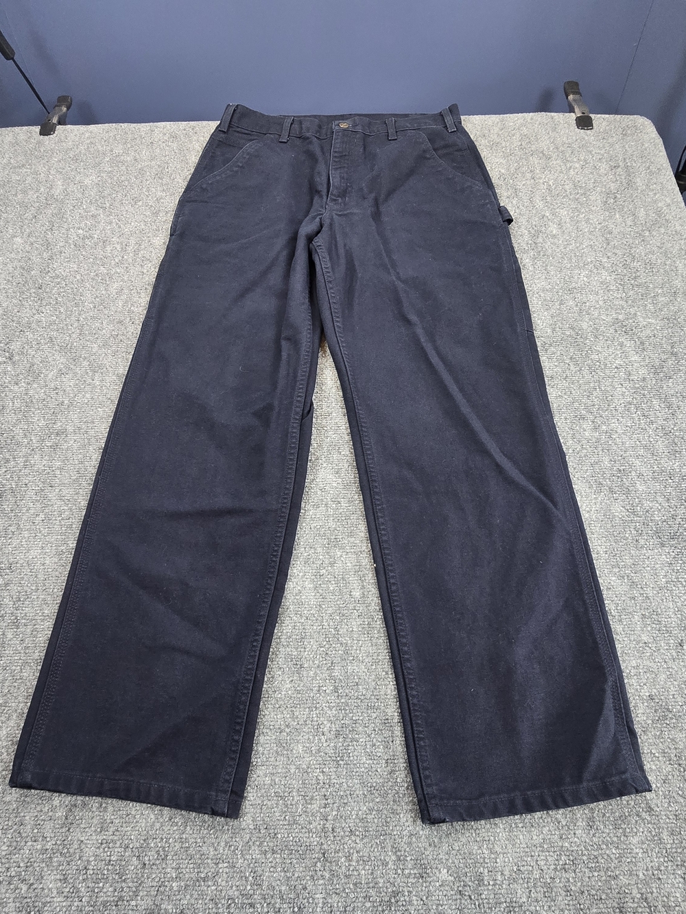 Carhartt Mens 34x32 Navy Work Pants Straight Leg Utility Carpenter Canvas Chinos